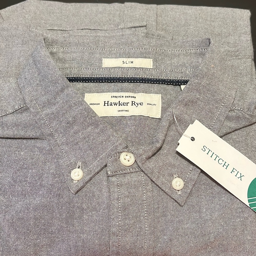 NWT large tall slim fit stretch oxford button down shirt with front pocket